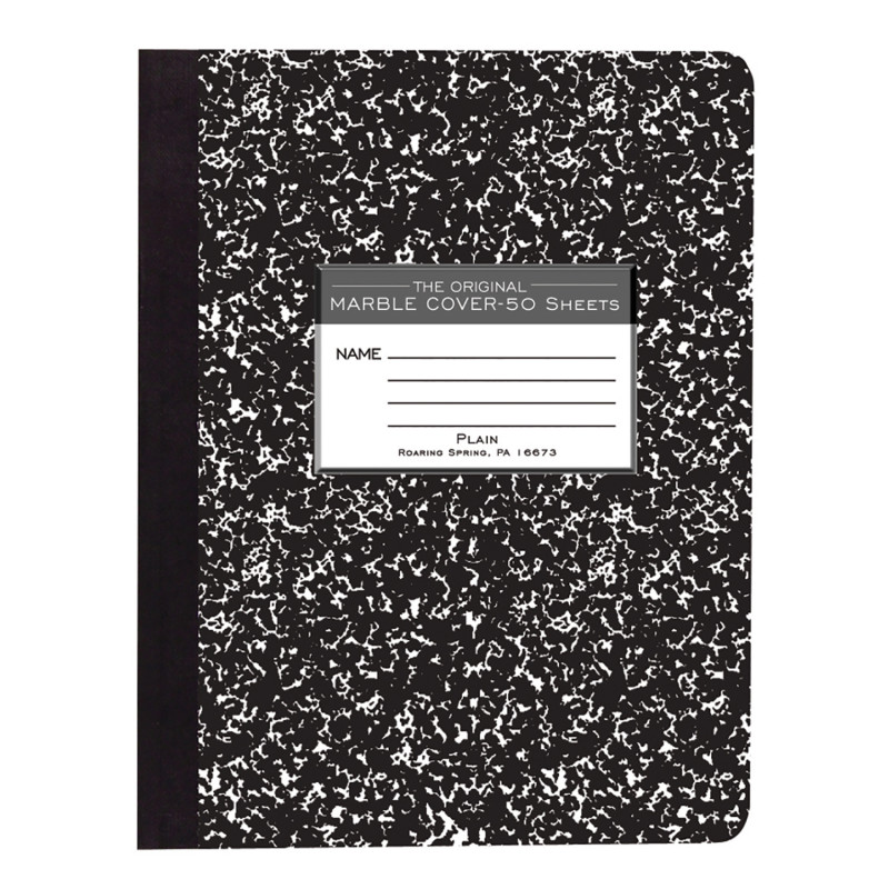 Composition+Book%2CUnruled%2C50+Sheets%2C9-3%2F4%26quot%3Bx7-1%2F2%26quot%3B%2CBlack+Cvr.