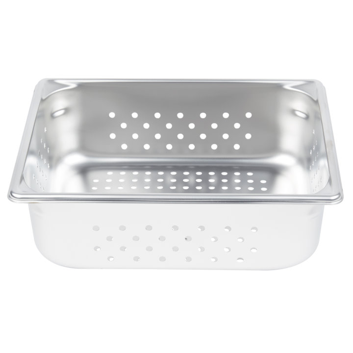 Half-size 4-inch-deep Super Pan V® perforated stainless steel steam table pan