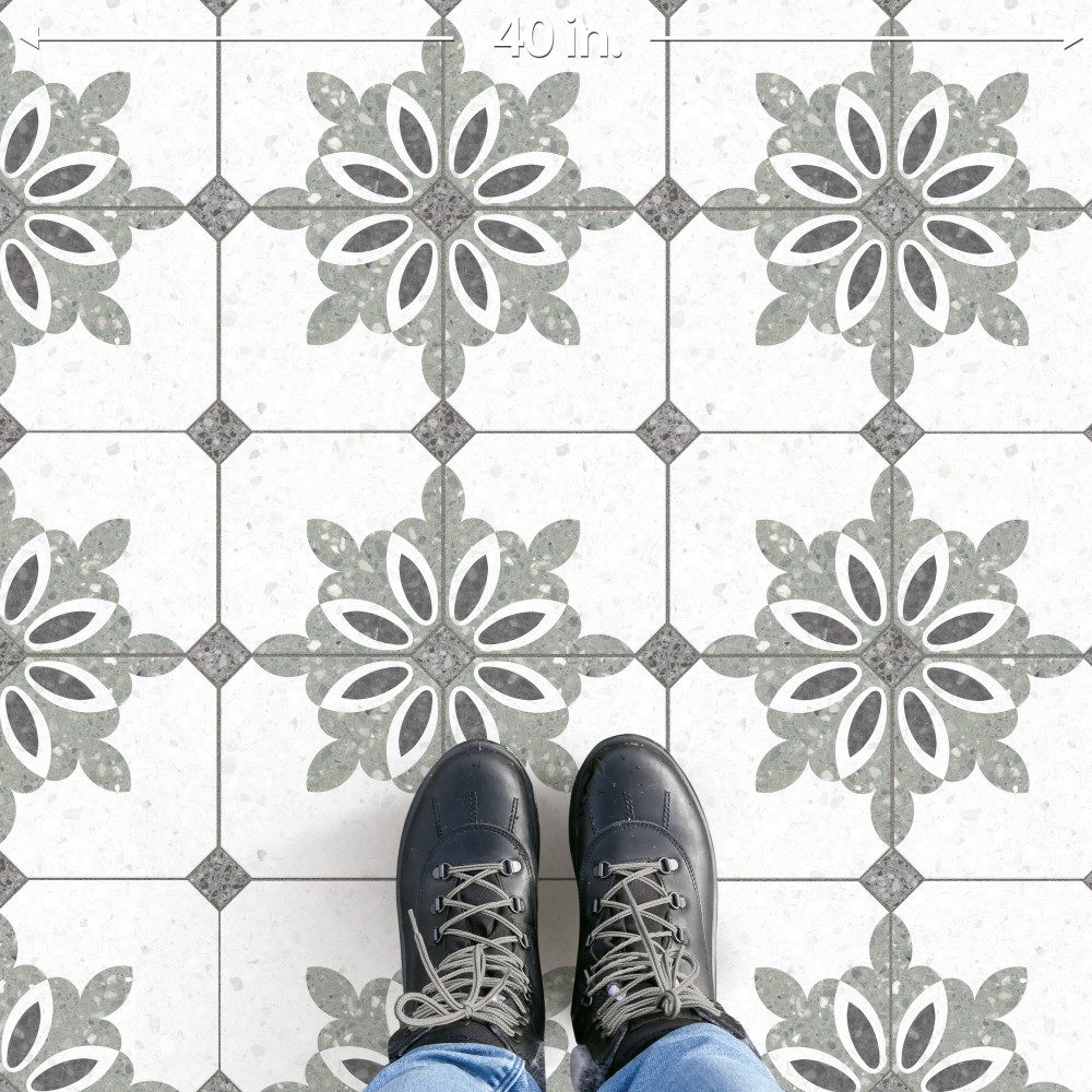 Riviera Octagon Verde with Taco Nero 7-7/8 in. x 7-7/8 in. Porcelain Floor and Wall Tile