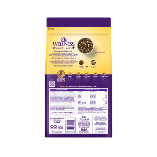 Wellness Complete Health +  Chicken & Oatmeal back packaging