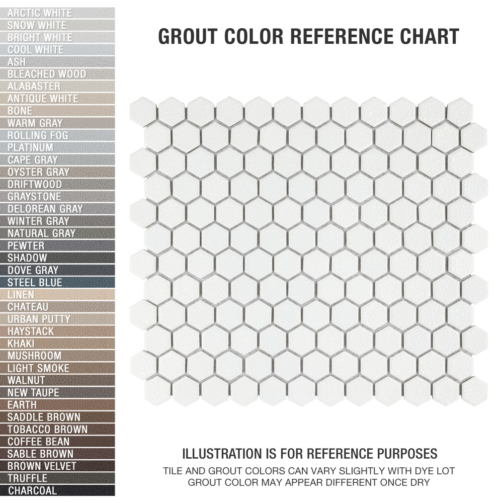 Hudson 1″ Hex Crystalline White 11-7/8 in. x 13-1/4 in. Porcelain Mosaic Tile