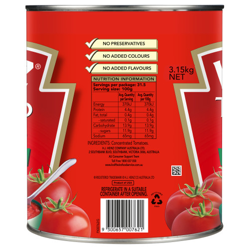  Heinz® Tomato Paste Concentrated 23-25° Brix 3.15kg 