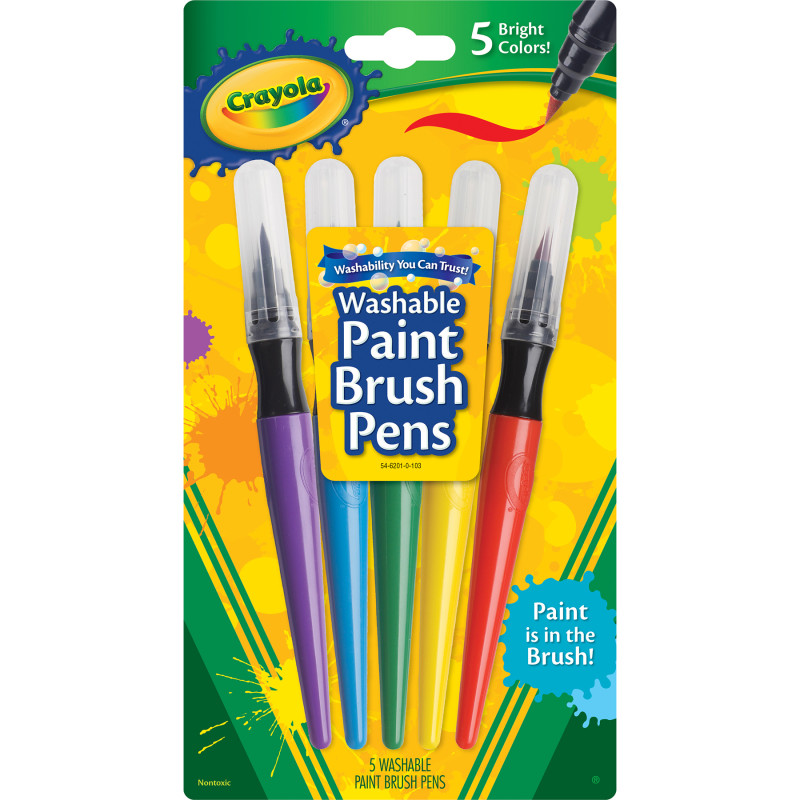 Washable No Drip Paint Brush Pens, 5 Count