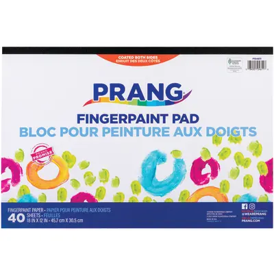 Prang (Formerly Art Street) Fingerpaint Paper Pad, White, 18" x 12", 40 Sheets