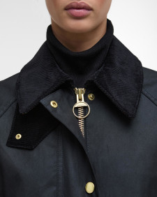 Long Beadnell Waxed Jacket Black/Classic