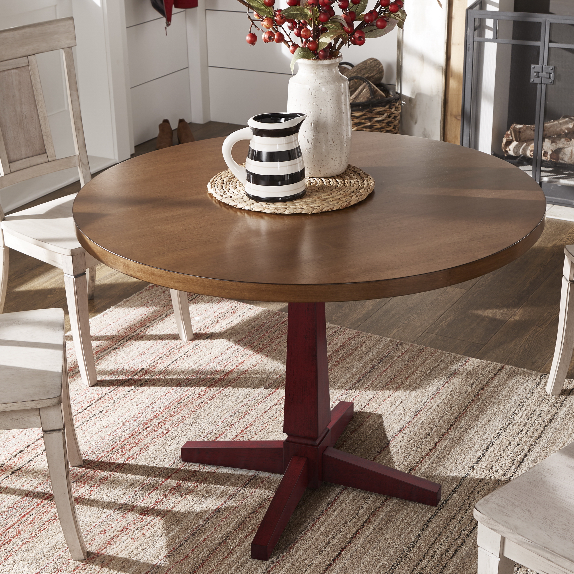 Round Two-Tone Dining Table