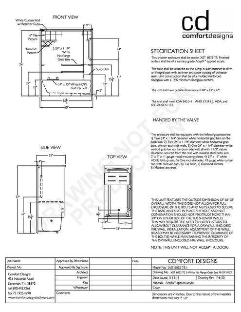 Spec Sheet — Cd Tub Shower Spec Sheet Xst 6032ts