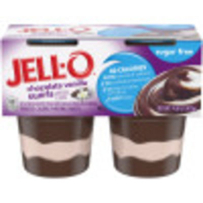 Jell-O Chocolate Vanilla Swirls Sugar Free Pudding Snacks, 4 ct Cups