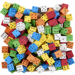 Foam Spot Dice, Assorted Color, 16mm, Bag of 200
