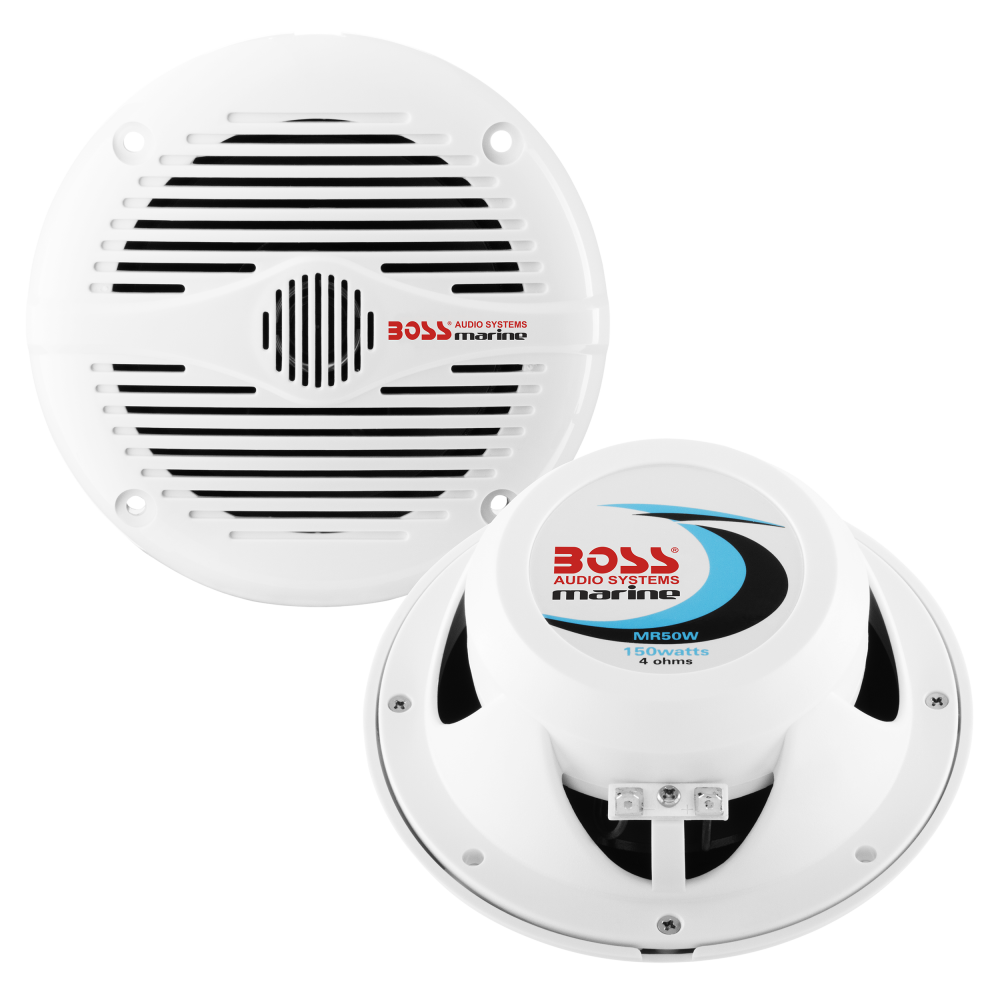 BOSS Audio Systems MR50W 5.25 inch Marine Stereo Speakers - 150 Watts Max, 2 Way, Full Range Audio, Tweeters, Coaxial, Weatherproof, Sold in Pairs - image 2 of 10