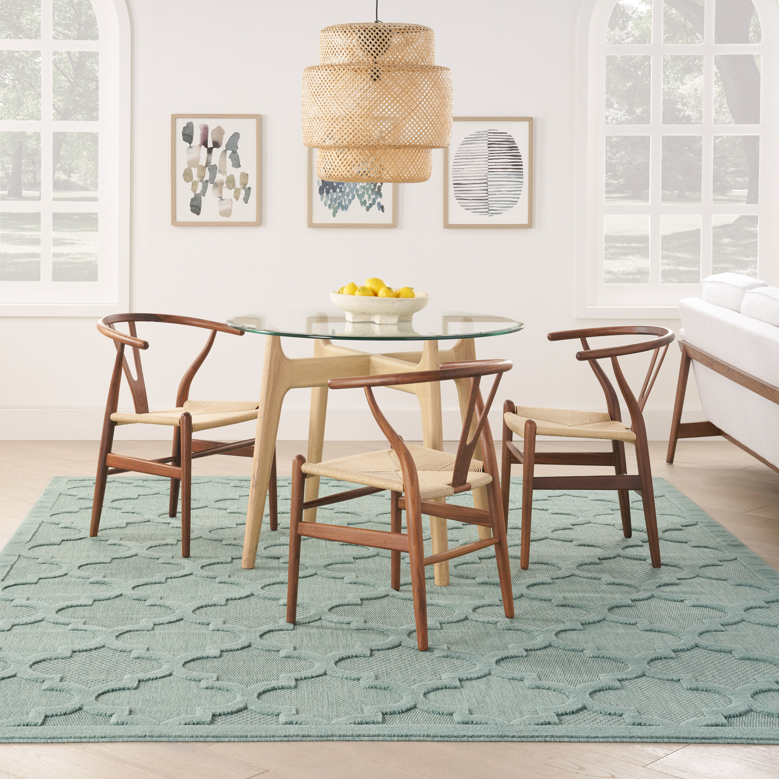 Nourison Easy Care 7' x 10' Aqua Teal Modern Rug