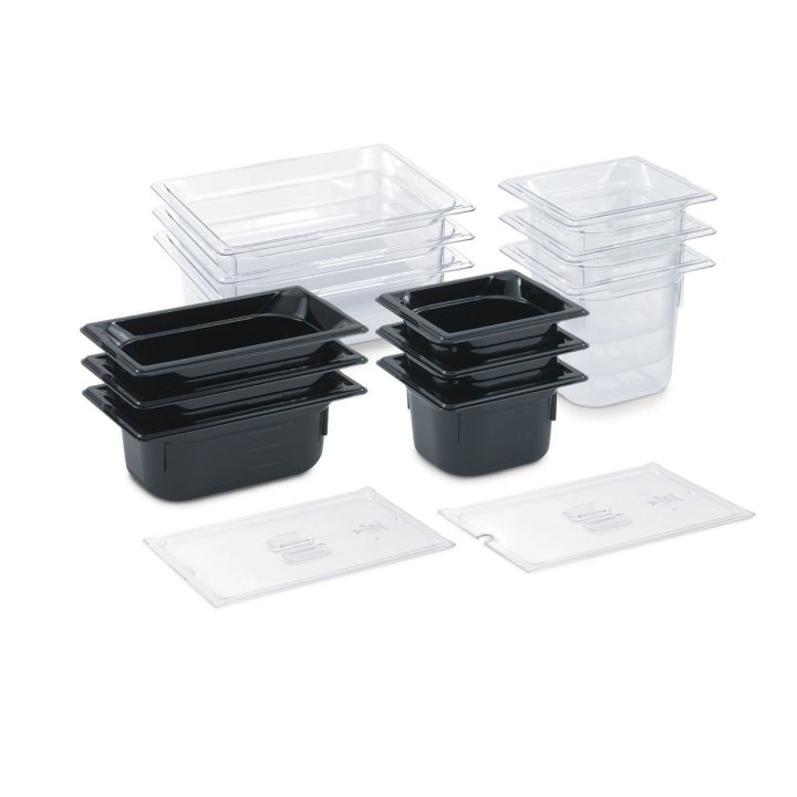 Fourth-size 2 ½-inch-deep Super Pan® low-temperature plastic pan in black