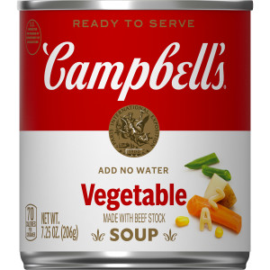 Campbell’s Ready to Serve Vegetable Soup Made with Beef Stock, 7.25 Ounce Cans, 24-Pack