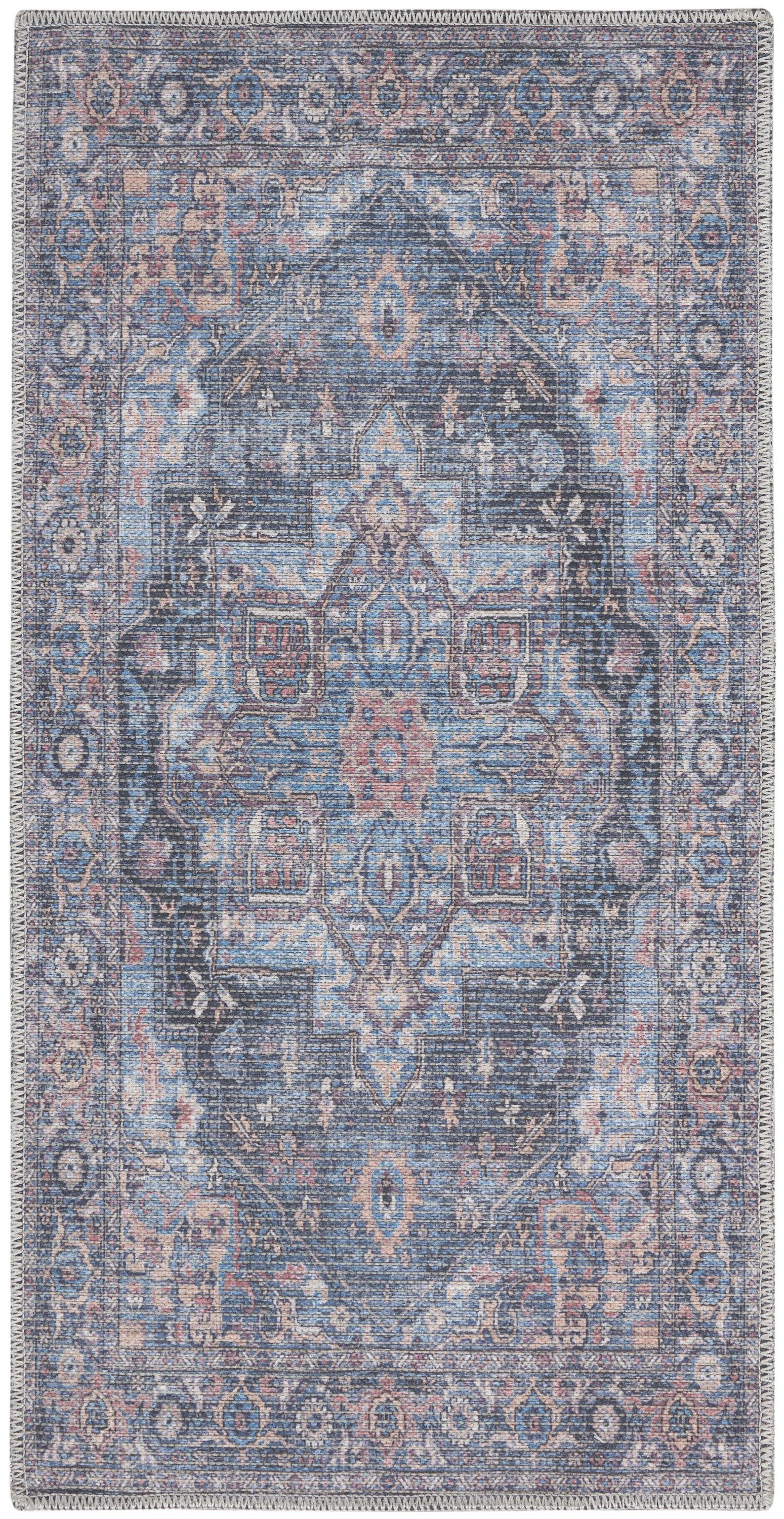 Nourison New Concept Washables 2' x 3'9" Light Blue Multicolr Vintage Indoor Rug