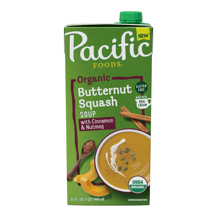 Organic Butternut Squash Soup with Cinnamon and Nutmeg