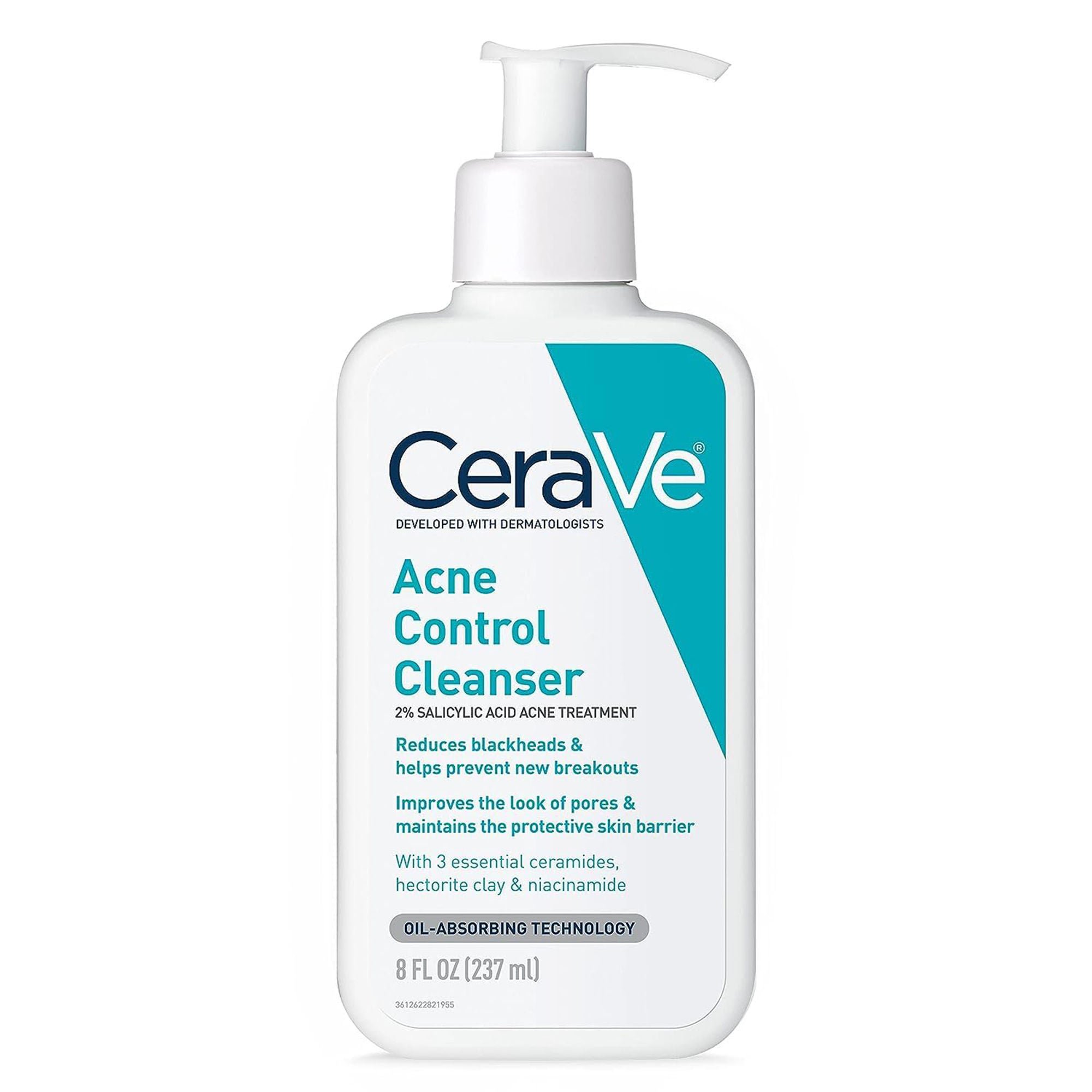 CeraVe® 2% Salicylic Acid Acne Control Cleanser with Ceramides & Hectorite Clay