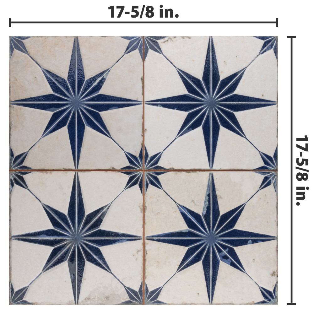 Kings Star Luxe Blue 17-5/8 in. x 17-5/8 in. Ceramic Floor and Wall Tile