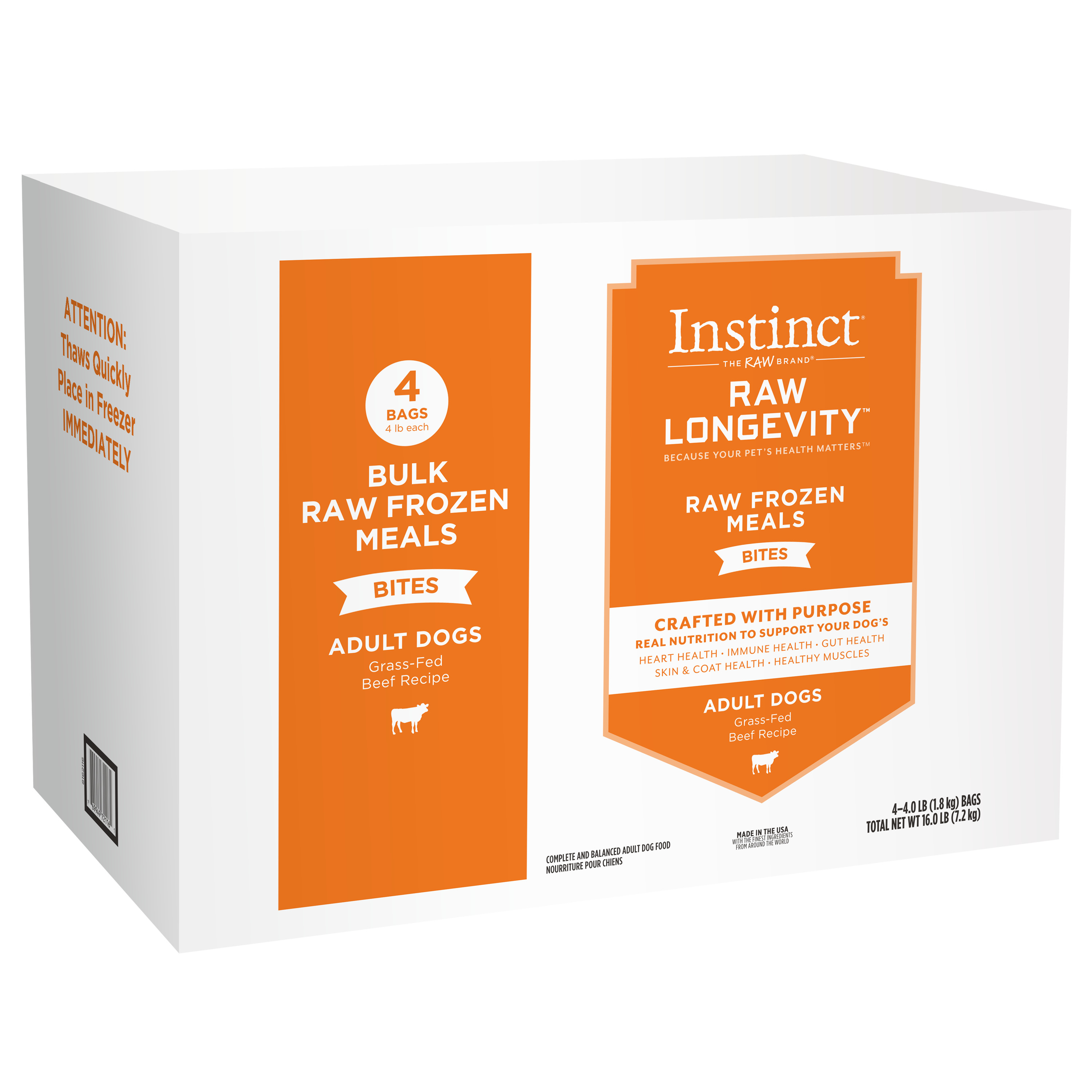 Raw Longevity Adult Frozen Beef Bites Dog Food Bulk Instinct Pet Food