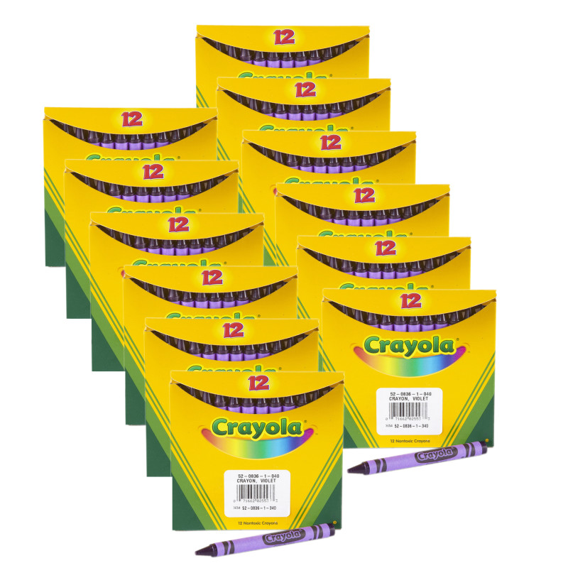 Bulk Crayons, Violet, Regular Size, 12 Per Box, 12 Boxes