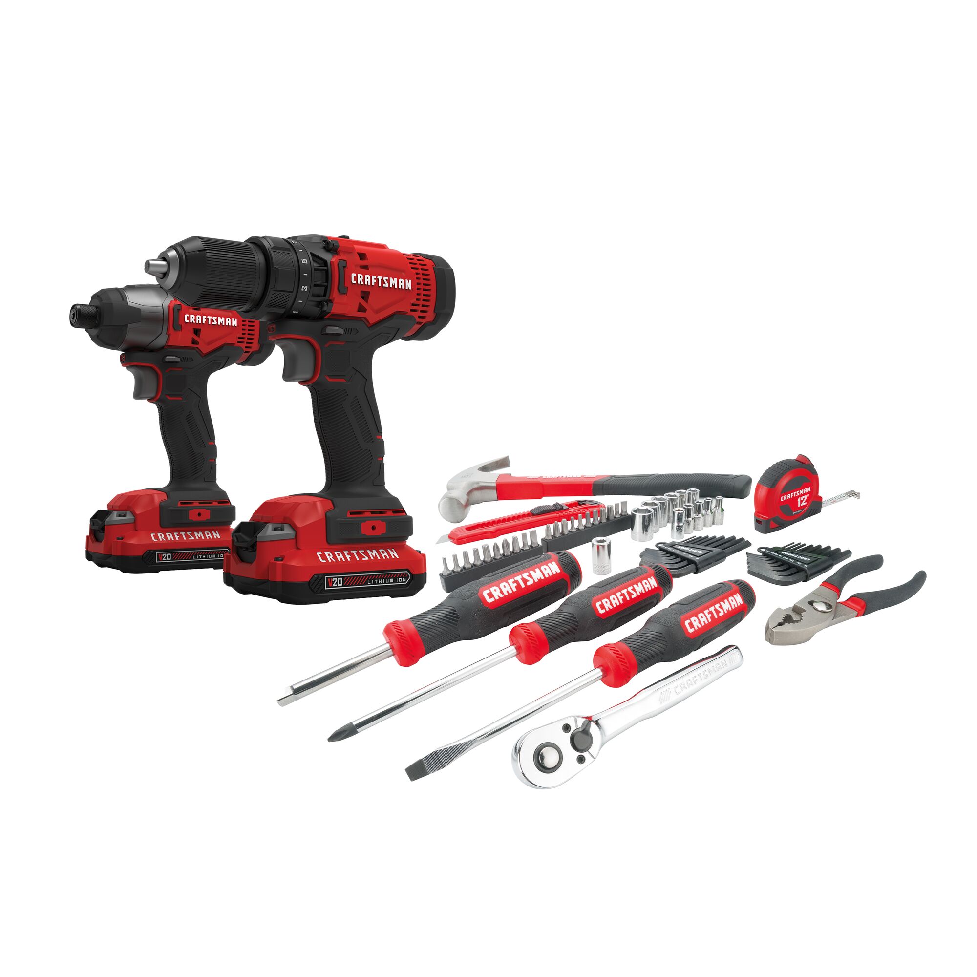 V20 Cordless 2 Tool Combo Kit 2 Batteries Craftsman 4706