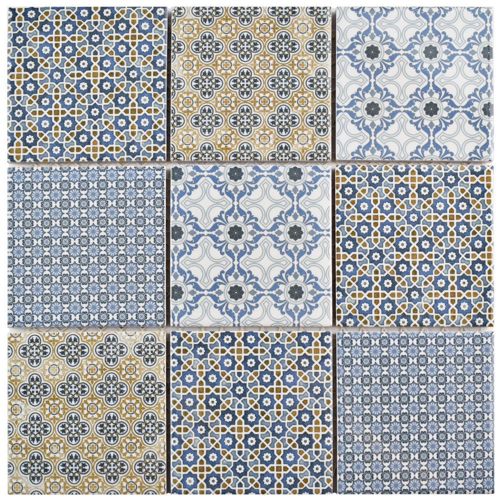 Sample – Classico 4″ Square Mix Porcelain Mosaic Tile