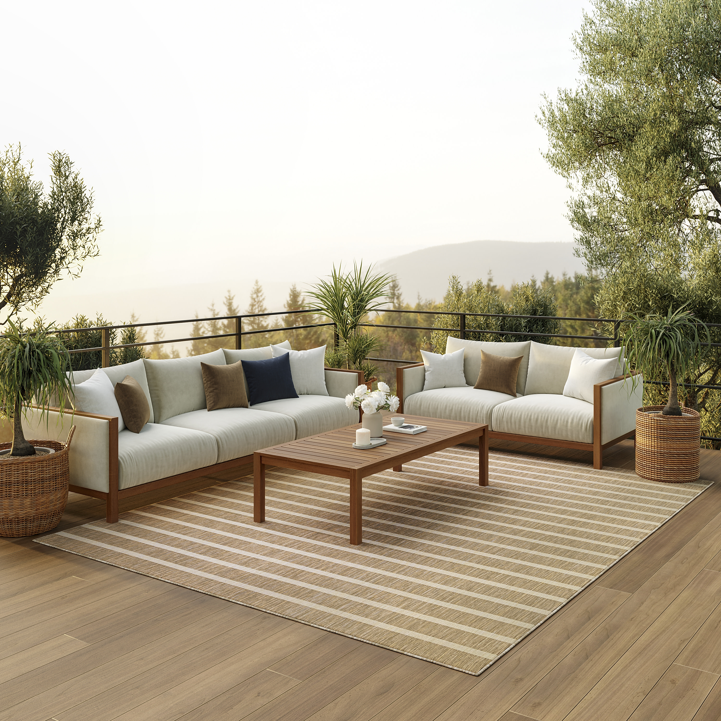Nourison Positano 6' x 9' Beige Ivory Modern Rug