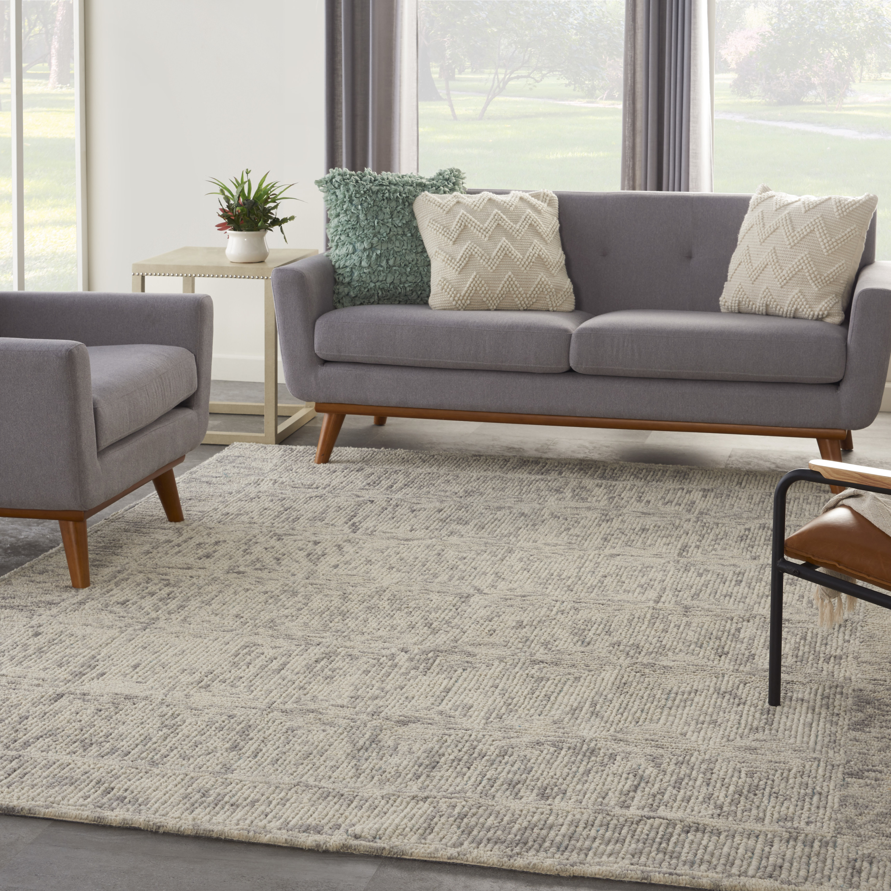 Nourison Colorado 8'3" x 11'6" Ivory Grey Teal Modern Indoor Rug