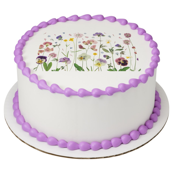 Soft Pressed Flowers PhotoCake® Edible Image®