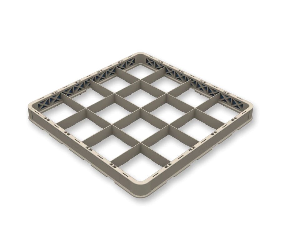 Extensor para cesta cerrada Flap Rack de polipropileno de 16 compartimentos en color beige