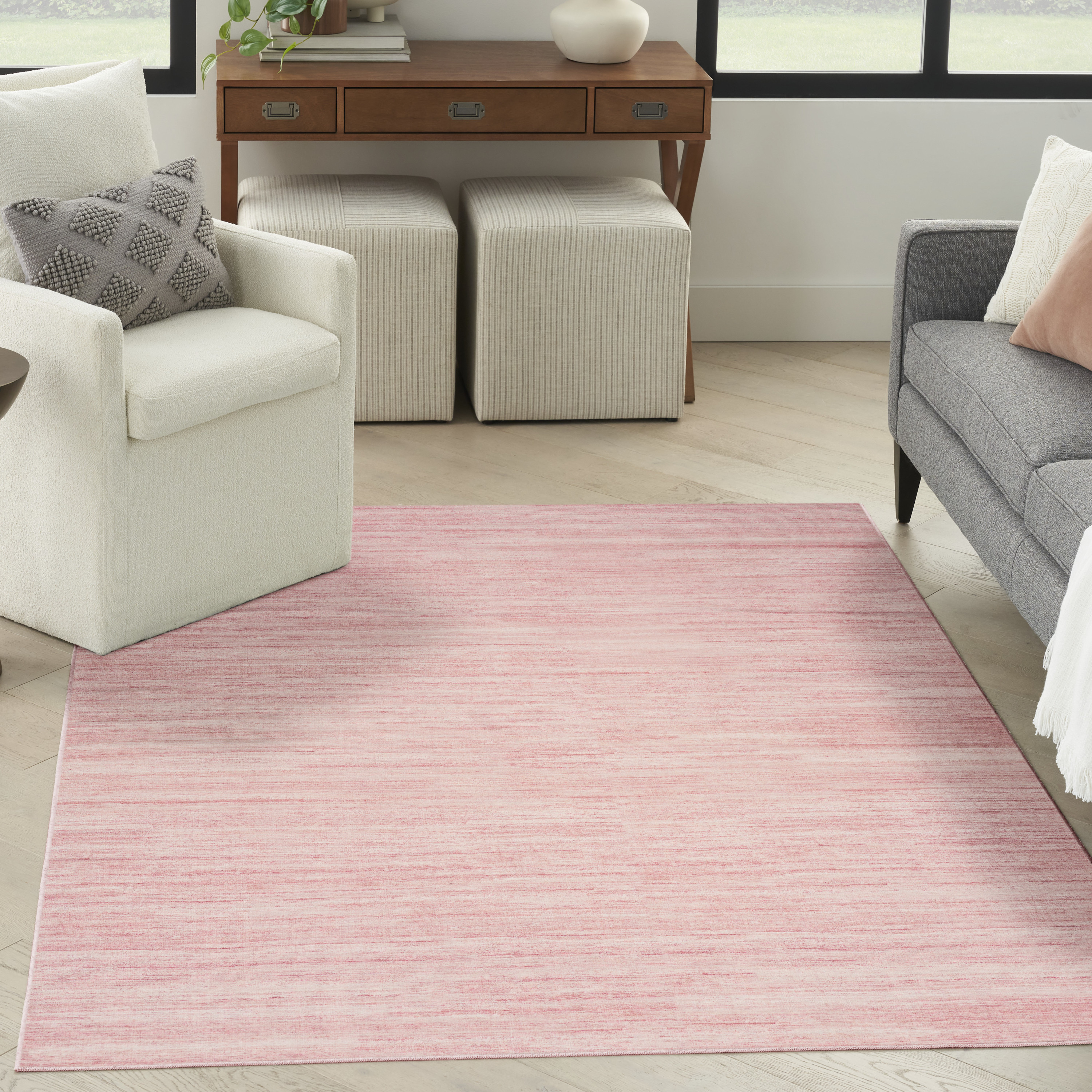Nourison Washable Essentials 5'3" x 7'3" Pink Modern Indoor Rug
