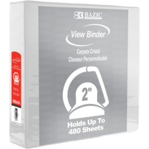 Slant D Ring View Binder with 2 Pockets, 2", White