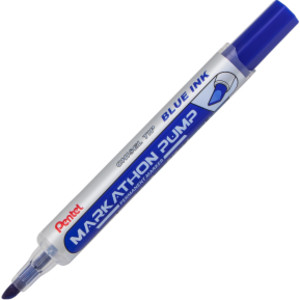 Markathon Pump Permanent Marker, Chisel Tip, Blue Ink, 1 Dozen