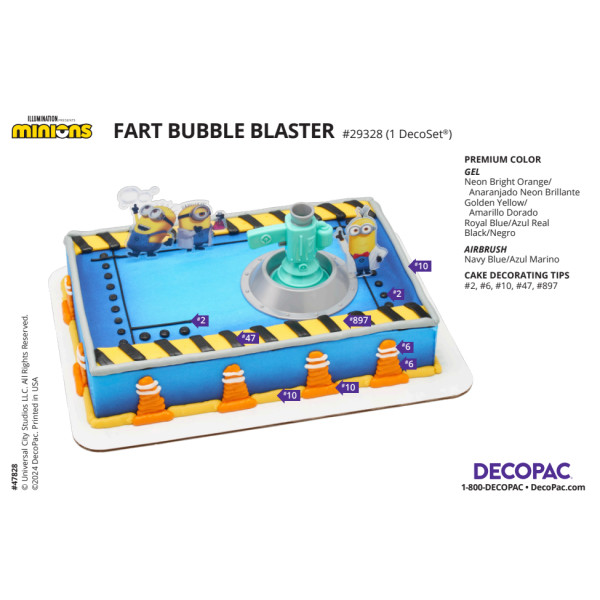 Minions Fart Bubble Blaster Cake Decorating Instruction Card