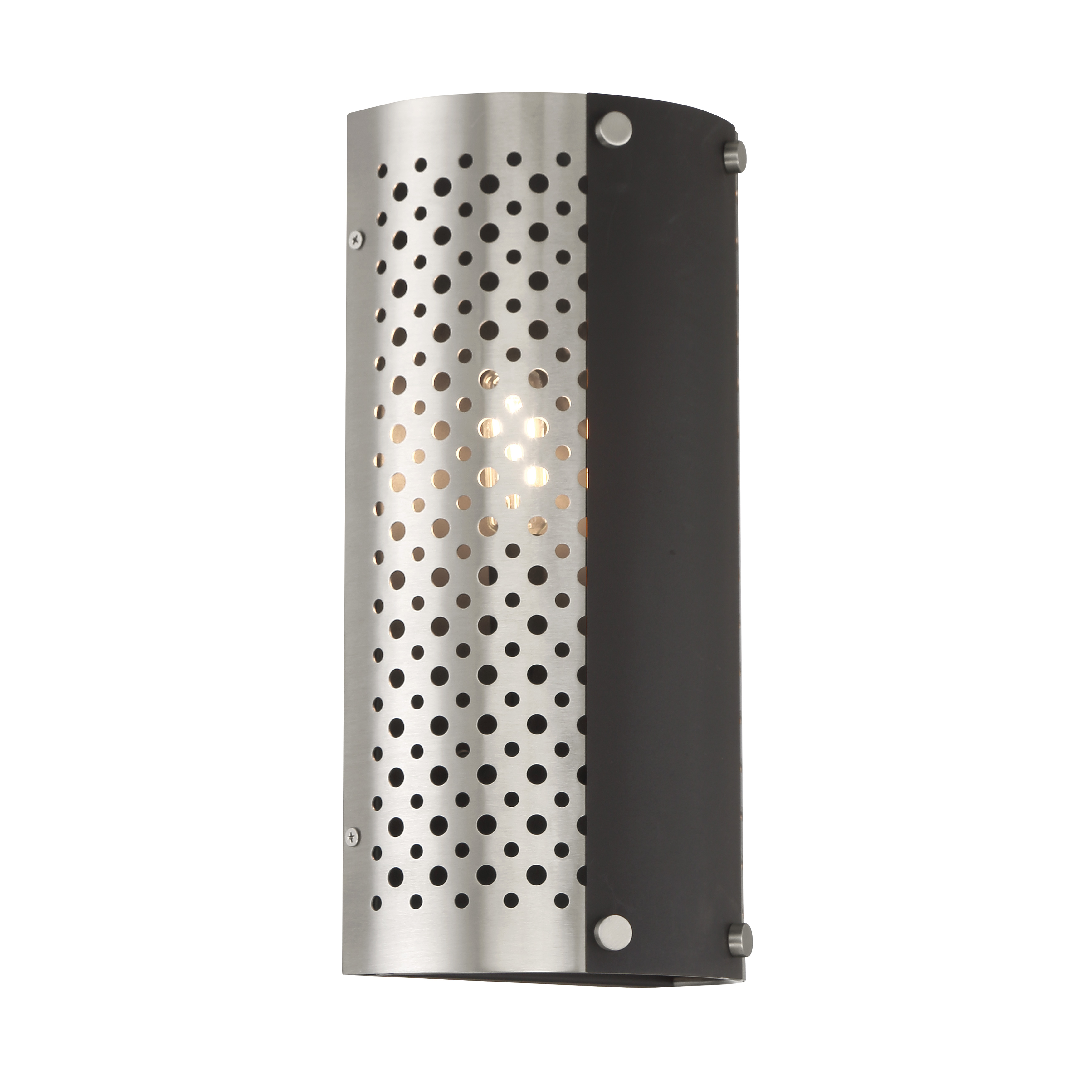 The Noho sconce by Robin Baron blends contemporary style with industrial edge through its distinctive coal and brushed nickel finish. Compact at 14" tall, this 2-light fixture delivers focused illumination perfect for modern bathrooms and hallways. - alternate view