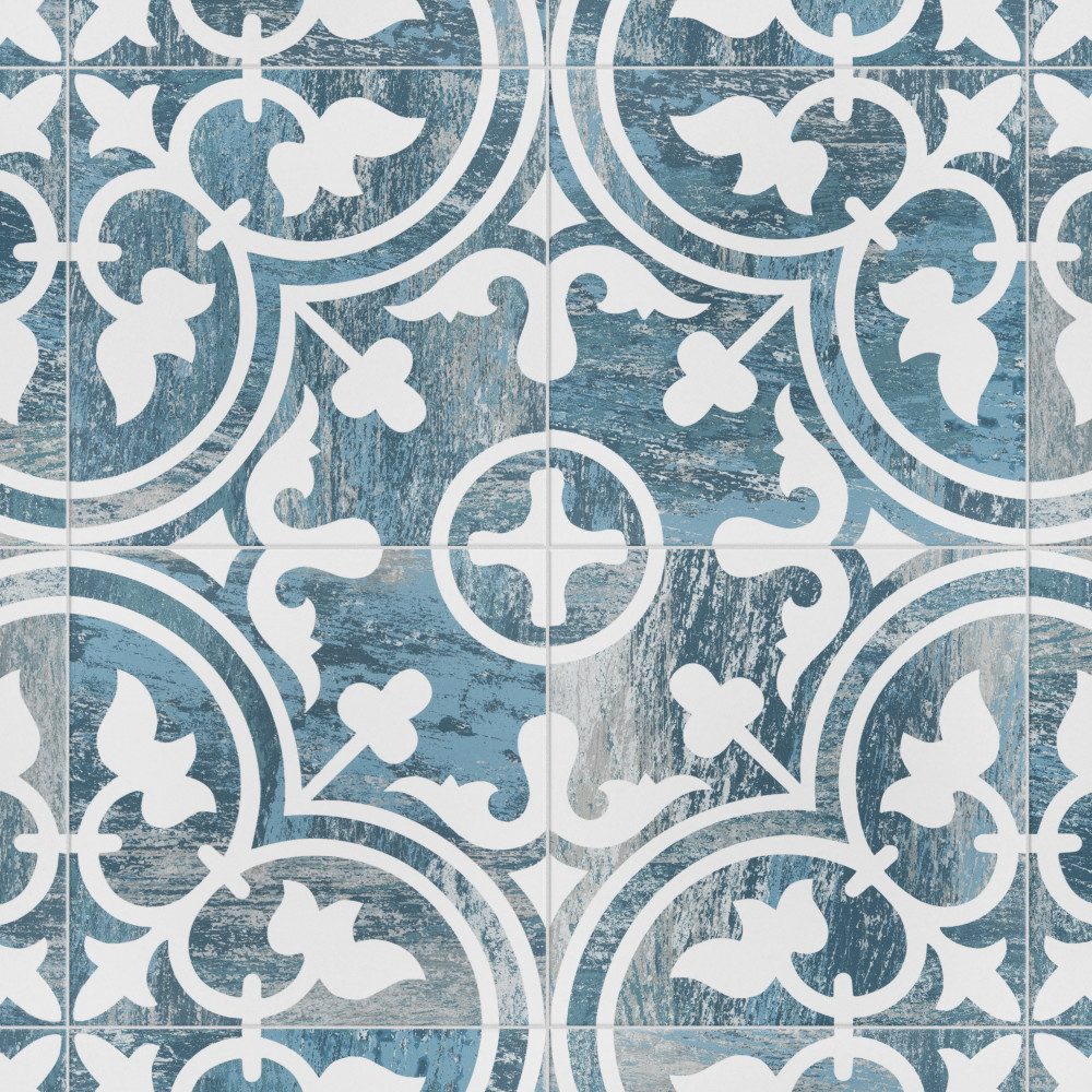 Cassis Arte Blue Day 9.75x9.75 Square Porcelain Floor and Wall Digital Pattern