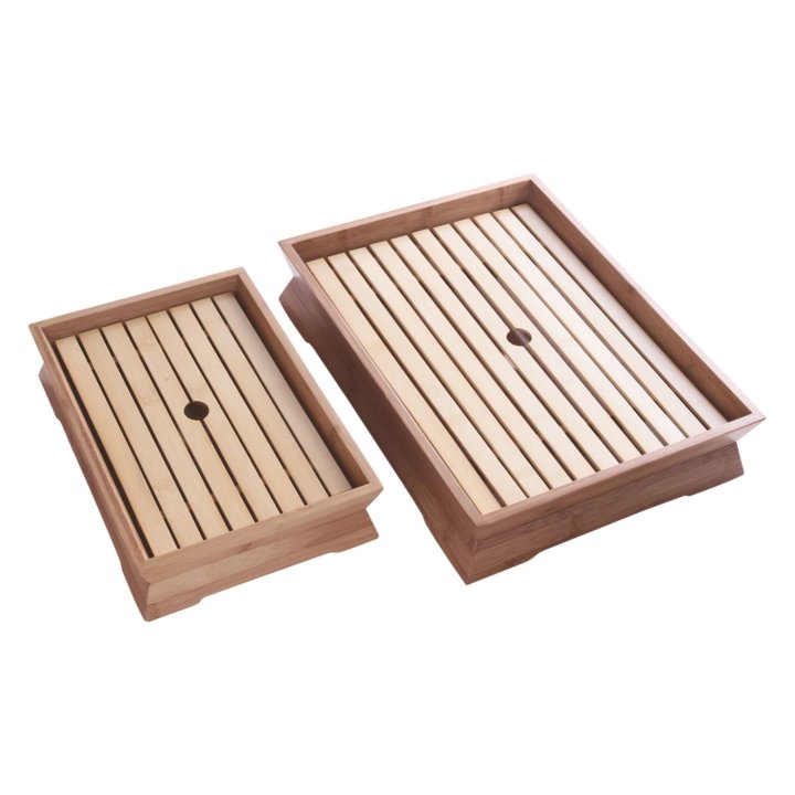 Bandeja rectangular de bambú para presentación de sushi de 42 x 32 cm