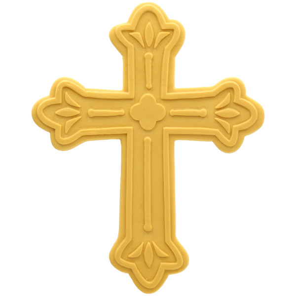 Gold Cross - Red 3 Free Gum Paste Layon