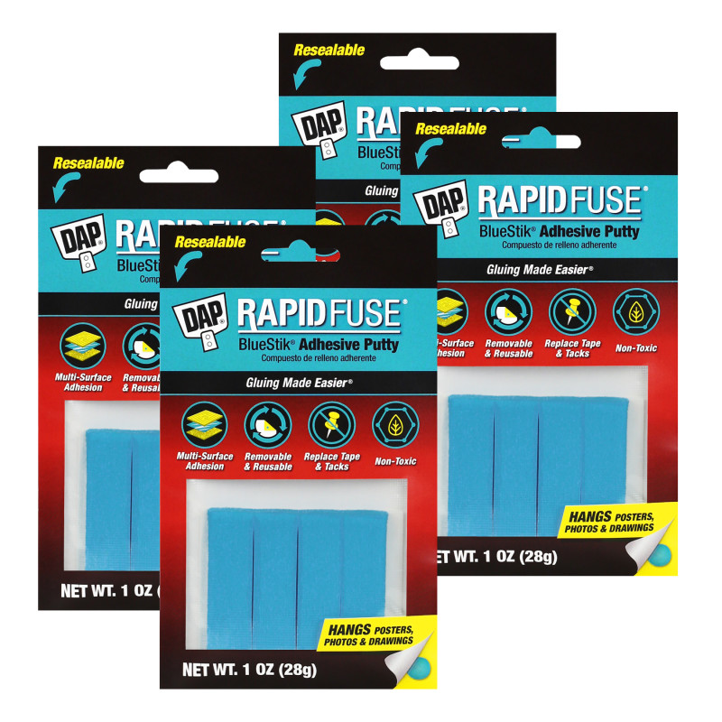 Reusable Adhesive Putty, Blue, 1 oz., Pack of 4