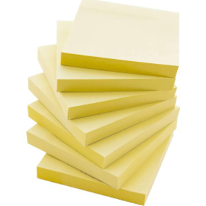 Stick On Notes, 3" x 3", Yellow, 100 Sheets, Pack of 12