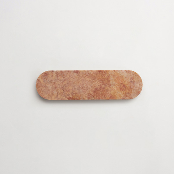 clé lapidary: smooth-cut ovals | oval long | honed | red travertine | sample 