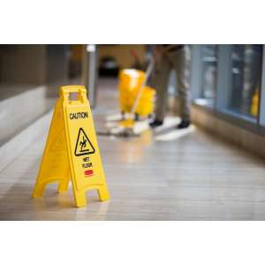 Rubbermaid Commercial, "Caution", Wet Floor Sign, Yellow, 25"