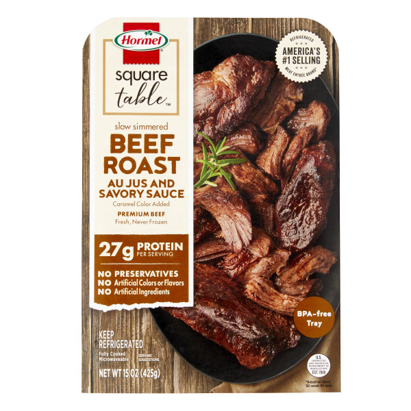 HORMEL(r) SQUARE TABLE(tm) Beef Au Jus & Savory Sauce 6/15oz. . C1CB - Front Center Inner Pack (Hi Res)