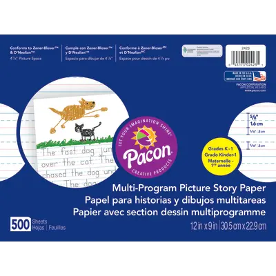 Pacon Multi-Program Handwriting Paper, D'Nealian Grade K / Zaner-Bloser Grade 1, 5/8