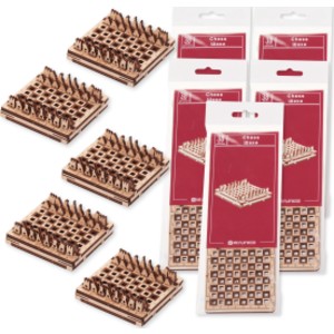 Travel Chess Wooden Model Kits with Storage Box, Natural Wood, 5-Pack