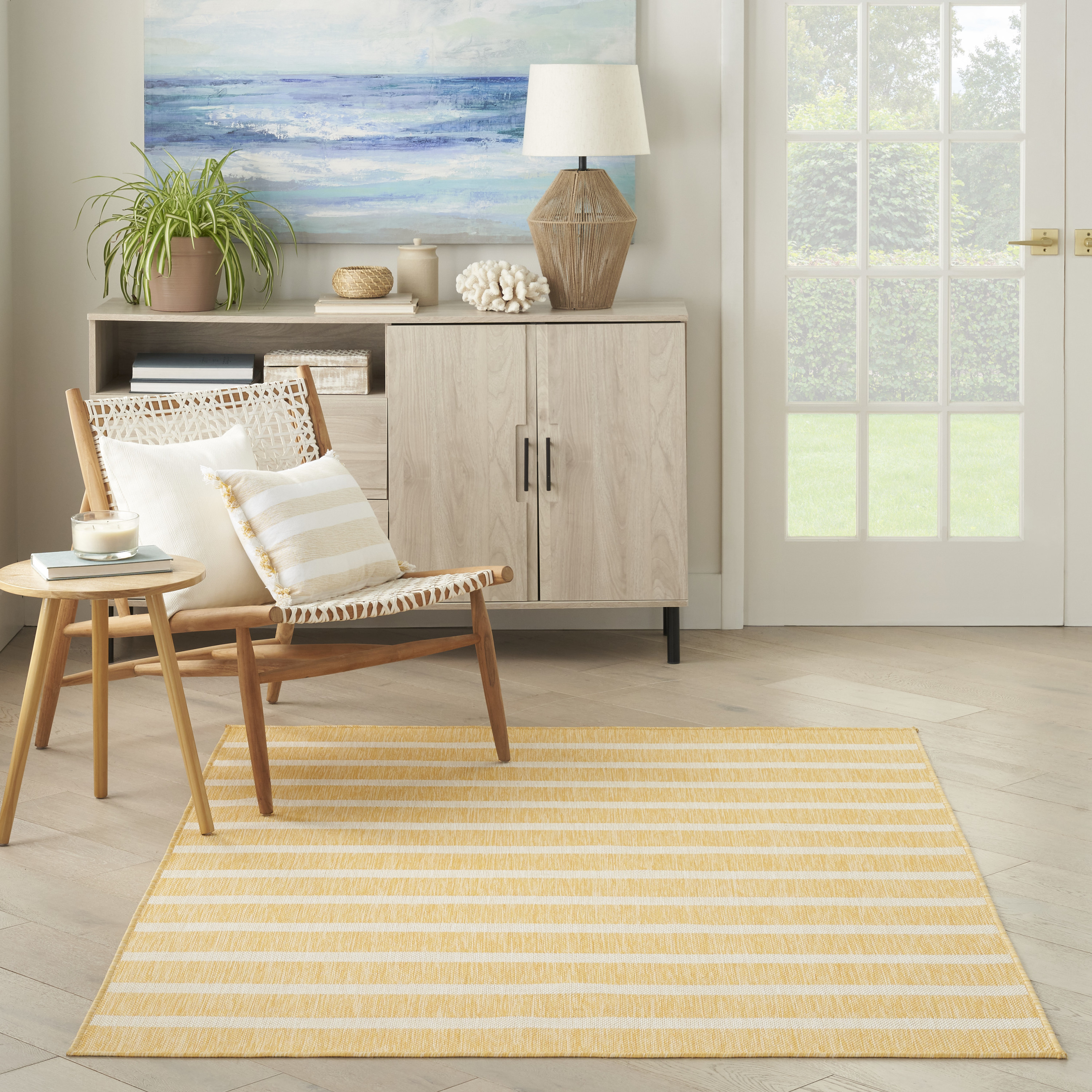 Nourison Positano 6' x 9' Yellow Ivory Modern Rug
