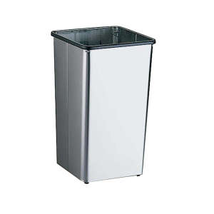 Bobrick, Open Top, 21gal, Satin Finish, Stainless Steel, Rectangle, Receptacle