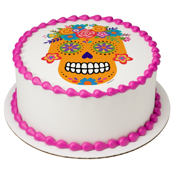 Floral Sugar Skull PhotoCake® Edible Image®