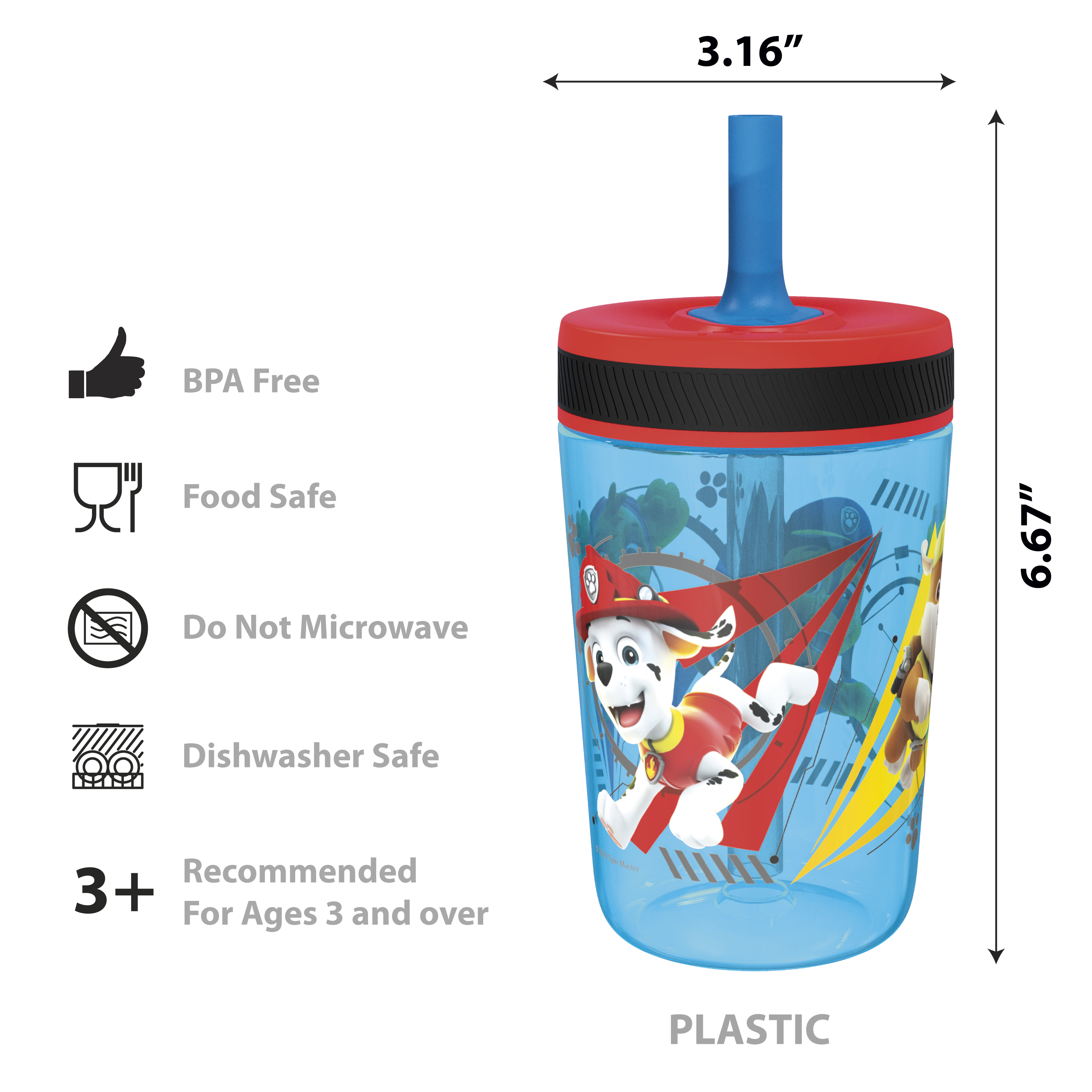 Paw Patrol 15  ounce Plastic Tumbler, Chase, Skye, Marshall and Friends, 3-piece set slideshow image 6