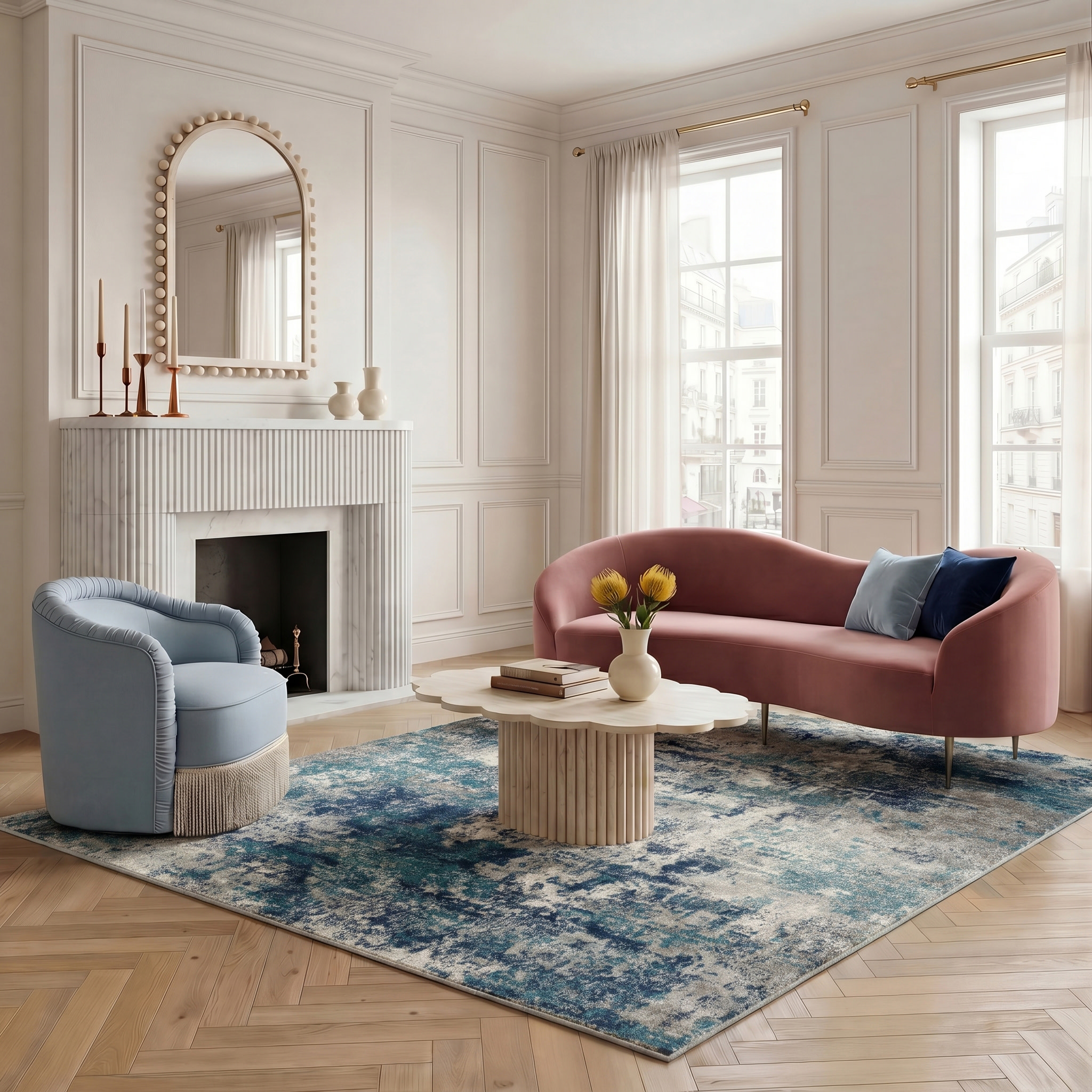 Nourison Passion 5'3" x 7'3" Ivory Teal Modern Indoor Rug