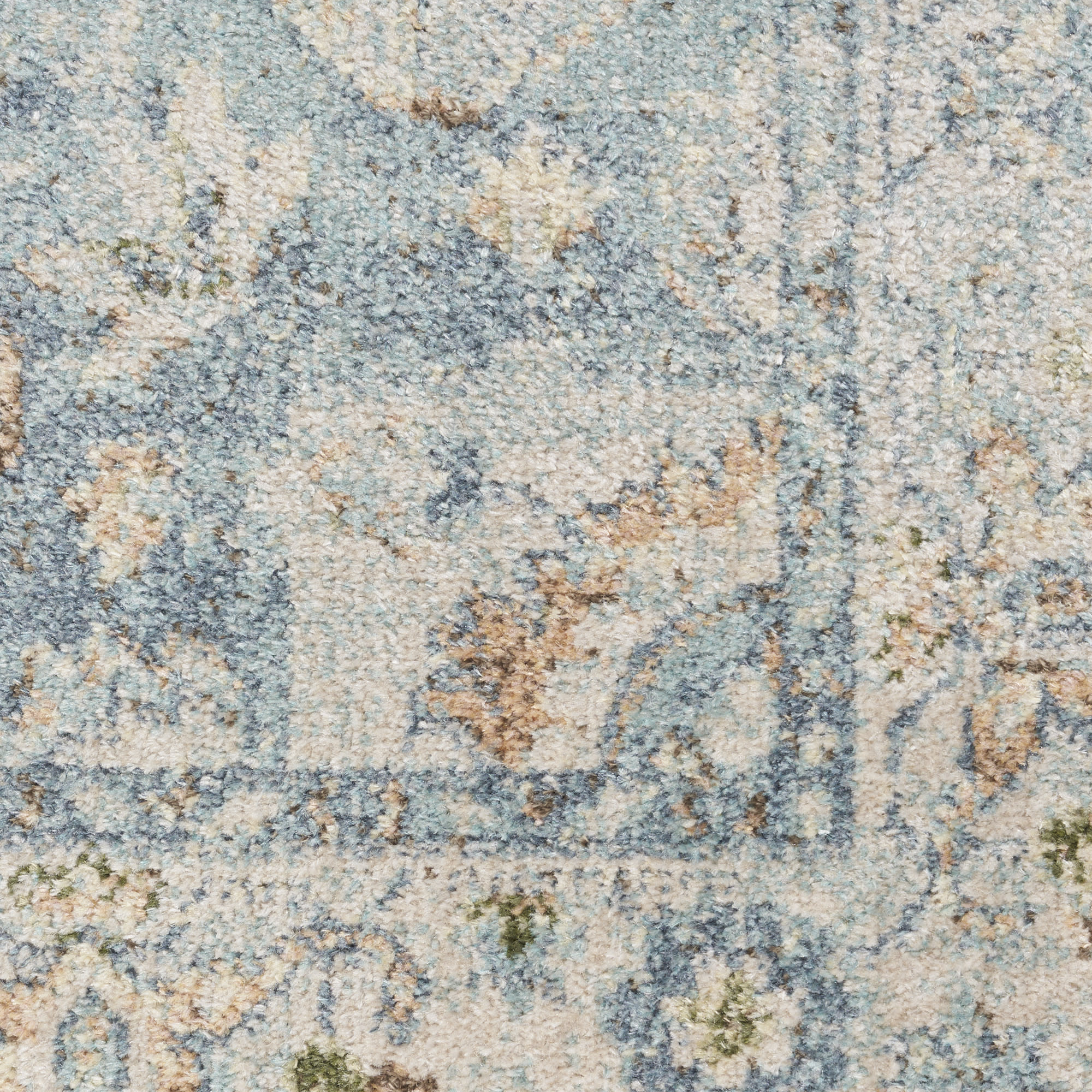 Nourison Astra Machine Washable 6'7" x 9' Light Blue Vintage Indoor Rug